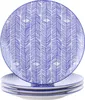 A stack of four plates with a blue geometric pattern on a white background. Náhled obrázku produktu
