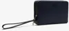 A dark blue Lacoste clutch bag with a wrist strap is shown against a white background. Produktbild-Vorschau