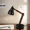 Schreibtischlampe Schwarz Natur verstellbar 52 cm Holz Produktbild-Vorschau 1