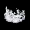 A white snowflake crown with white feathers on a black background. Náhled obrázku produktu