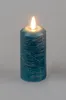 LED Kerze RUSTIK blau H. 10cm D. 5cm mit Timer aus Wachs Produktbild-Vorschau 3