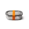 A stainless steel lunch box with an orange strap. Podgląd zdjęcia produktu