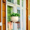A cute, smiling plant pot shaped like a character is hanging from a rope swing on the side of a building. Anteprima dell’immagine prodotto