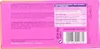 The back of a pink chocolate bar wrapper with nutritional information and barcodes. Produktbild-Vorschau