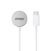 A white background with a silver magnetic charger and a white USB-C cable. Produktbild-Vorschau