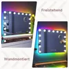 A collage showing a makeup mirror with RGB lighting in two different mounting styles: freestanding and wall-mounted. Náhled obrázku produktu