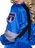 Close-up of a person wearing a blue astronaut costume, showing a patch on the sleeve. Produktbild-Vorschau