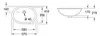 Technical drawing with dimensions of a sink. Produktbild-Vorschau