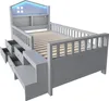 A grey children's bed with storage drawers and LED lighting. Anteprima dell’immagine prodotto