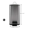 A stainless steel pedal bin with dimensions indicated. Produktbild-Vorschau