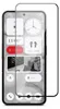 A screen protector is placed over a smartphone screen displaying various widgets. Produktbild-Vorschau