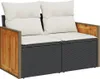 vidaXL 4-tlg. Garten-Sofagarnitur mit Kissen Schwarz Poly Produktbild-Vorschau 4