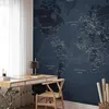 Vlies Fototapete - World map in blue - continents with Produktbild-Vorschau 1