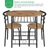A dining set with a table and two chairs, presented against a white background with marketing text. Produktbild-Vorschau