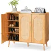 HOKEEPER Armoire à chaussures en bois, double porte étroite Voir les images du produit 1