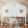 Hausbett, mit Treppe, mit Fallschutz und Gitter, Zwei graue Produktbild-Vorschau 9