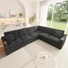 Merax L-förmiges Ecksofa, 6-Sitzer Modulsofa Sofa mit USB Produktbild-Vorschau 3