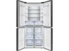 An open, empty refrigerator with multiple shelves and drawers. Produktbild-Vorschau