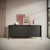 Sideboard Kommode FERRATO 187 cm Schwarz Riffelung grifflos Produktbild-Vorschau 3
