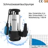 A submersible dirty water pump with technical specifications and a performance graph. Anteprima dell’immagine prodotto