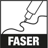 An illustration of a pen drawing a line, with the word "FASER" below. Produktbild-Vorschau