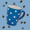 Joli set de 4 tasses à café en céramique 250 ml, uni à pois Voir les images du produit 5