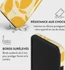 A product image showcasing a phone case with a lemon design, highlighting its shock resistance and raised edges. Náhled obrázku produktu