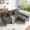 Merax L-Form Ecksofa mit Schlaffunktion, 3-Sitzer Chenille Produktbild-Vorschau 12