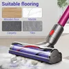 A close-up of a vacuum cleaner head with text overlays indicating suitable flooring and debris types. Náhled obrázku produktu