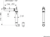 Technical drawing of a plumbing fixture with dimensions and labels. Produktbild-Vorschau