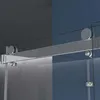 A close-up view of a shower enclosure's sliding door mechanism. Produktbild-Vorschau