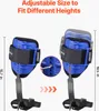 Two adjustable climbing straps are shown, one at its shortest length and one at its longest, with measurements indicated. Anteprima dell’immagine prodotto