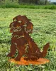 Gartenfigur Hund mit Zunge 50x45cm auf Platte Edelrost Produktbild-Vorschau 3