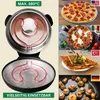 A collage showing a pizza oven and various pizzas and food items. Produktbild-Vorschau