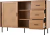A wooden sideboard with a cane door and drawers, shown from the front. Voir les images du produit
