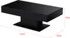 A black high-gloss coffee table with dimensions indicated by red lines and text. Produktbild-Vorschau