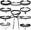 A collection of black chokers arranged on a white background. Produktbild-Vorschau