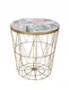A round side table with a gold wire frame and a decorative top. Produktbild-Vorschau