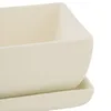 A close-up view of a cream-colored ceramic planter with a matching saucer. Produktbild-Vorschau