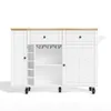 A white kitchen island with a wooden countertop is shown against a white background. Podgląd zdjęcia produktu
