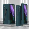 Two teal colored phone cases with a stylus are displayed side-by-side on a light gray surface with vertical white lines in the background. Produktbild-Vorschau