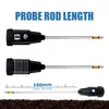 Three soil moisture meters are shown, with the bottom one featuring a ruler indicating its electrode length. Produktbild-Vorschau