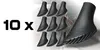 A collection of ten black rubber end caps for trekking poles, with one cap prominently displayed in the foreground. Náhled obrázku produktu