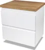 A white two-drawer cabinet with a wooden top, shown from a front-side angle against a white background. Produktbild-Vorschau