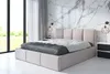 A modern bedroom with a bed, nightstands, and large windows. Produktbild-Vorschau