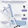 A diagram illustrating the adjustable features of an office chair, showing different angles and mechanisms for height and tilt adjustment. Produktbild-Vorschau
