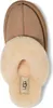 A top-down view of a tan Ugg slipper with a cream-colored fuzzy lining. Produktbild-Vorschau