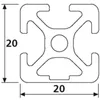Länge 1350mm - Design-Aluminiumprofil 20x20L 1 Nut verdeckt Produktbild-Vorschau 2