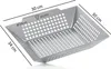A silver metal grill basket with dimensions indicated by lines and text. Náhled obrázku produktu