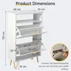 Schuhschrank schmal Holz, Schuhkipper Weiß, 2 Klappen, Produktbild-Vorschau 6
